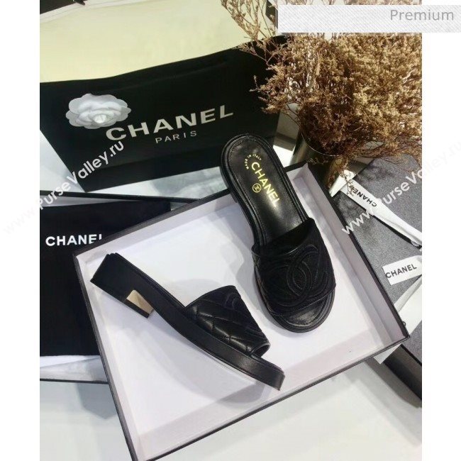Chanel Quilting Lambskin Mules Sandals G35903 Black 2020 (JC-20051431)