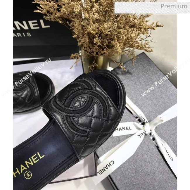 Chanel Quilting Lambskin Mules Sandals G35903 Black 2020 (JC-20051431)