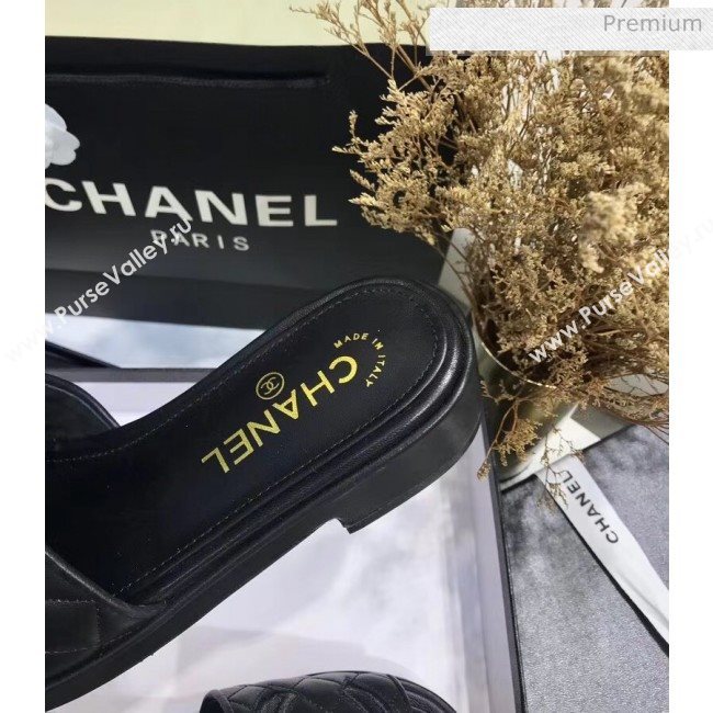 Chanel Quilting Lambskin Mules Sandals G35903 Black 2020 (JC-20051431)