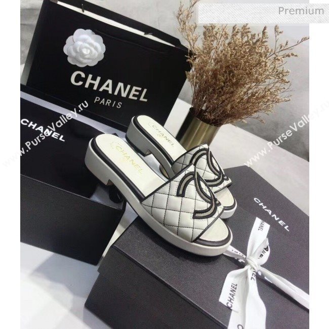 Chanel Quilting Lambskin Mules Sandals G35903 Ivory 2020 (JC-20051433)