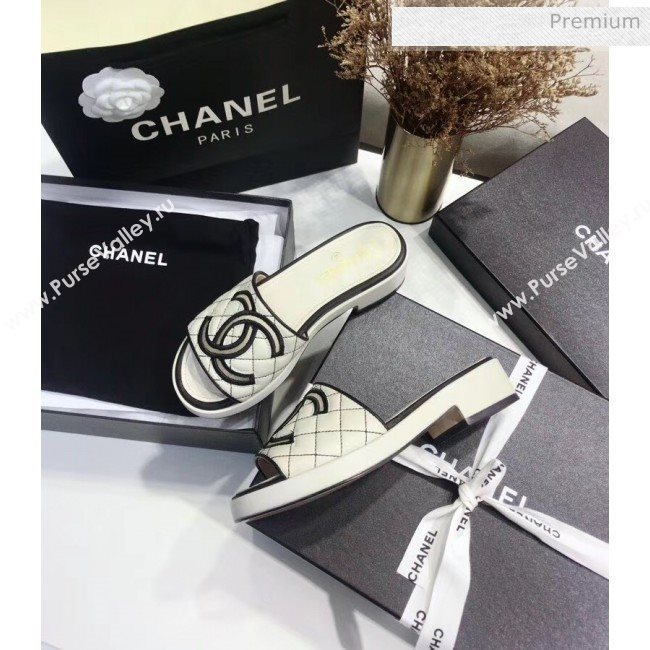Chanel Quilting Lambskin Mules Sandals G35903 Ivory 2020 (JC-20051433)