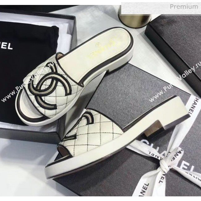 Chanel Quilting Lambskin Mules Sandals G35903 Ivory 2020 (JC-20051433)