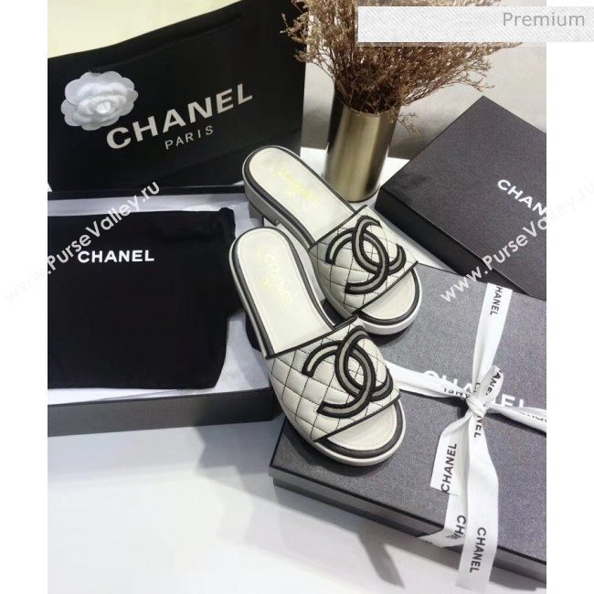 Chanel Quilting Lambskin Mules Sandals G35903 Ivory 2020 (JC-20051433)