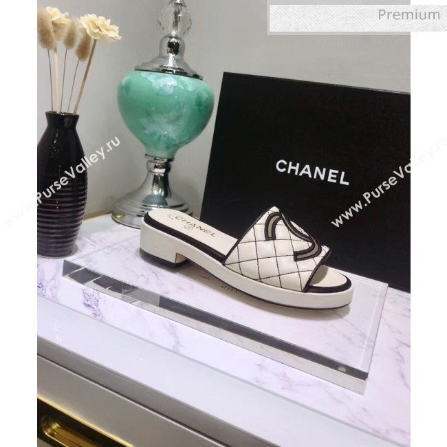 Chanel Quilting Lambskin Mules Sandals G35903 Ivory 2020 (JC-20051433)