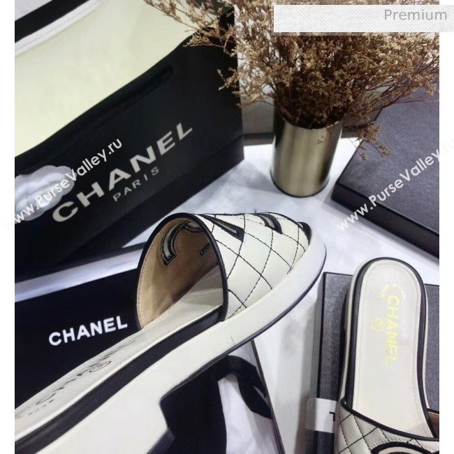 Chanel Quilting Lambskin Mules Sandals G35903 Ivory 2020 (JC-20051433)