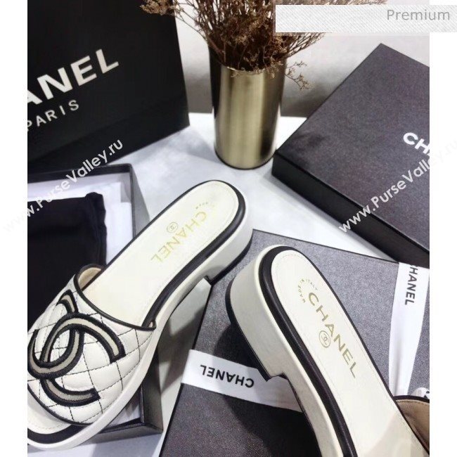 Chanel Quilting Lambskin Mules Sandals G35903 Ivory 2020 (JC-20051433)