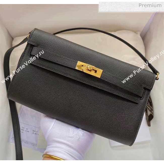 Hermes Kelly Long To Go Wallet in Original Epsom Leather Black/Gold 2020 (HM-20051803)