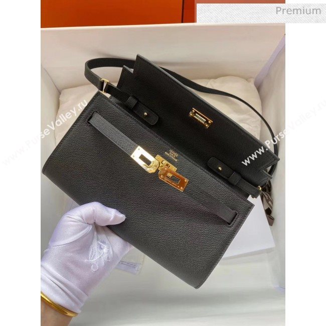 Hermes Kelly Long To Go Wallet in Original Epsom Leather Black/Gold 2020 (HM-20051803)