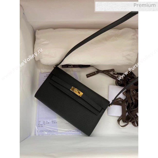 Hermes Kelly Long To Go Wallet in Original Epsom Leather Black/Gold 2020 (HM-20051803)