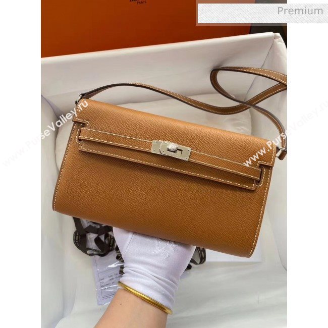 Hermes Kelly Long To Go Wallet in Original Epsom Leather Brown/Silver 2020 (HM-20051805)