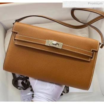 Hermes Kelly Long To Go Wallet in Original Epsom Leather Brown/Silver 2020 (HM-20051805)