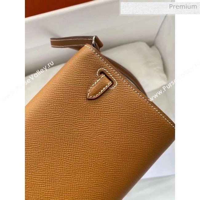 Hermes Kelly Long To Go Wallet in Original Epsom Leather Brown/Silver 2020 (HM-20051805)