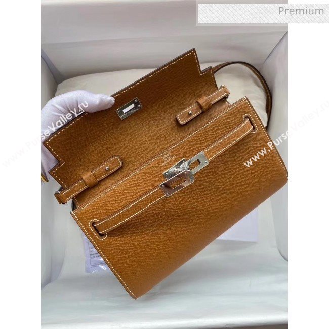 Hermes Kelly Long To Go Wallet in Original Epsom Leather Brown/Silver 2020 (HM-20051805)