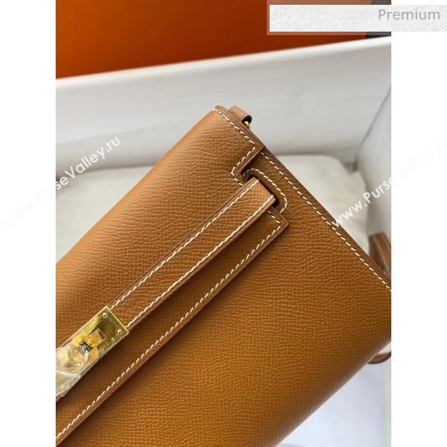 Hermes Kelly Long To Go Wallet in Original Epsom Leather Brown/Gold 2020 (HM-20051806)
