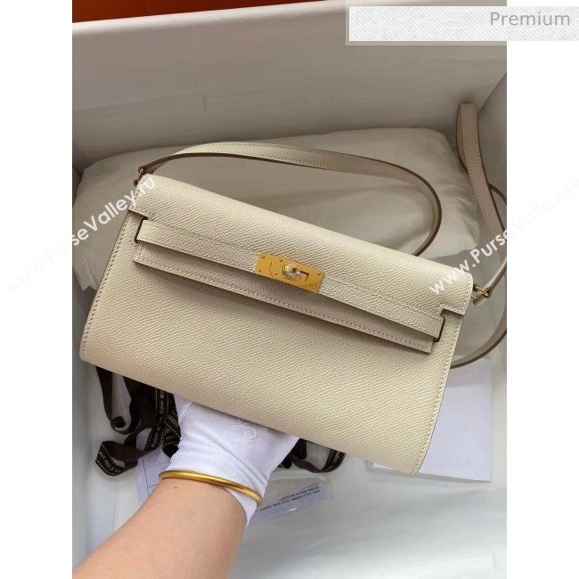 Hermes Kelly Long To Go Wallet in Original Epsom Leather White/Gold 2020 (HM-20051808)