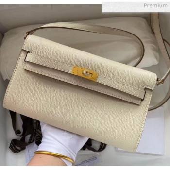 Hermes Kelly Long To Go Wallet in Original Epsom Leather White/Gold 2020 (HM-20051808)