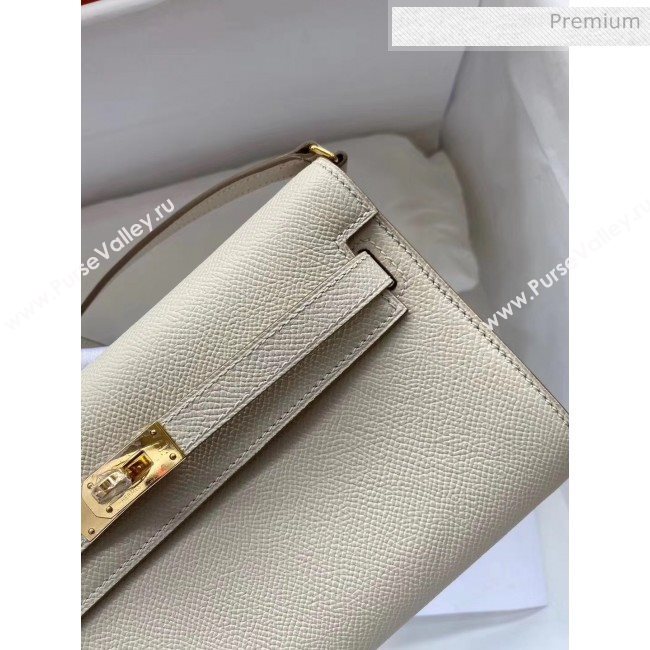 Hermes Kelly Long To Go Wallet in Original Epsom Leather White/Gold 2020 (HM-20051808)