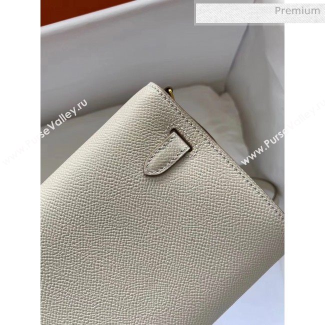 Hermes Kelly Long To Go Wallet in Original Epsom Leather White/Gold 2020 (HM-20051808)