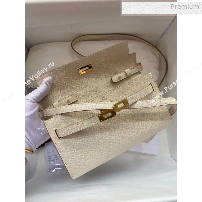 Hermes Kelly Long To Go Wallet in Original Epsom Leather White/Gold 2020 (HM-20051808)