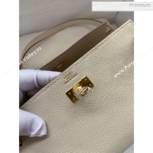 Hermes Kelly Long To Go Wallet in Original Epsom Leather White/Gold 2020 (HM-20051808)