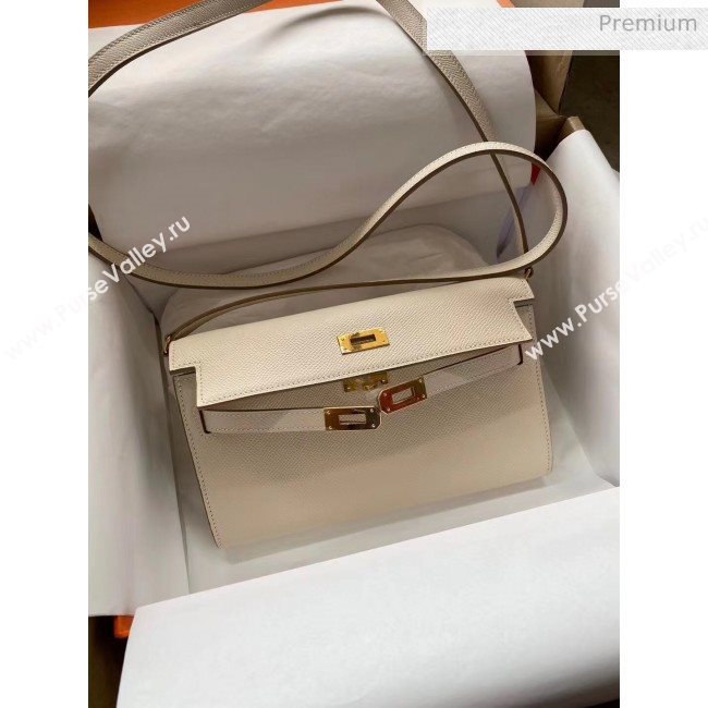 Hermes Kelly Long To Go Wallet in Original Epsom Leather White/Gold 2020 (HM-20051808)