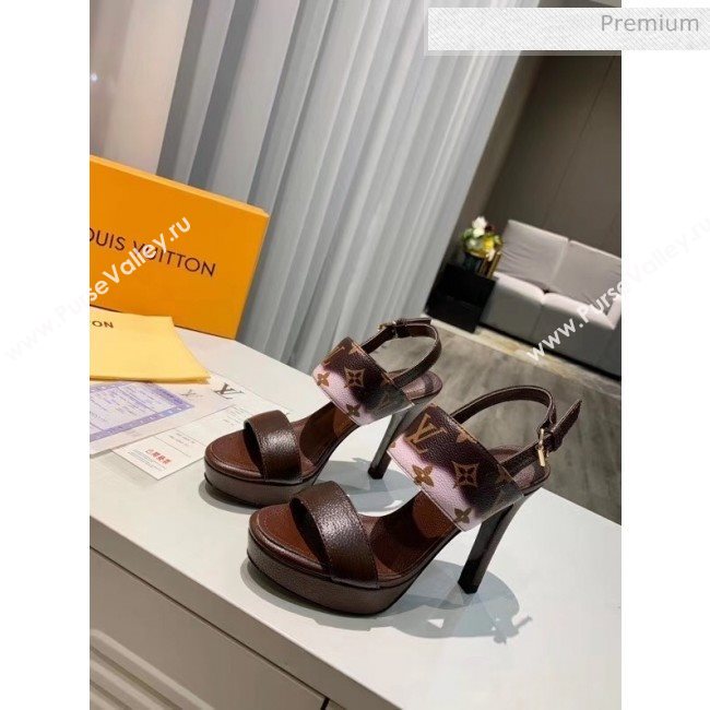 Louis Vuitton LV Escale Calfskin Platform Sandal With 10.5cm Heel Brown 2020 (MD-20052025)