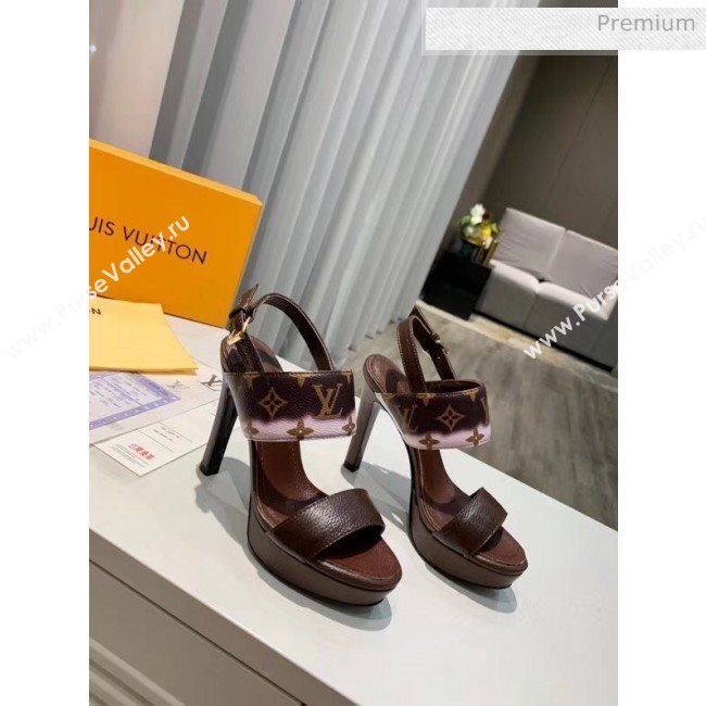 Louis Vuitton LV Escale Calfskin Platform Sandal With 10.5cm Heel Brown 2020 (MD-20052025)