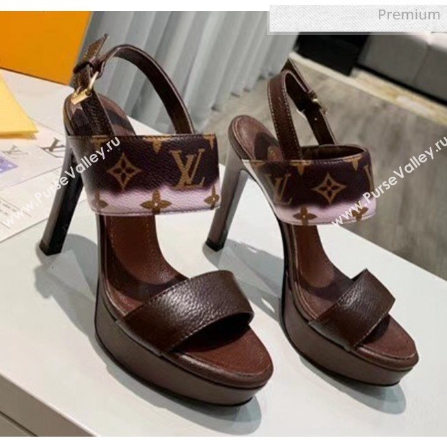 Louis Vuitton LV Escale Calfskin Platform Sandal With 10.5cm Heel Brown 2020 (MD-20052025)