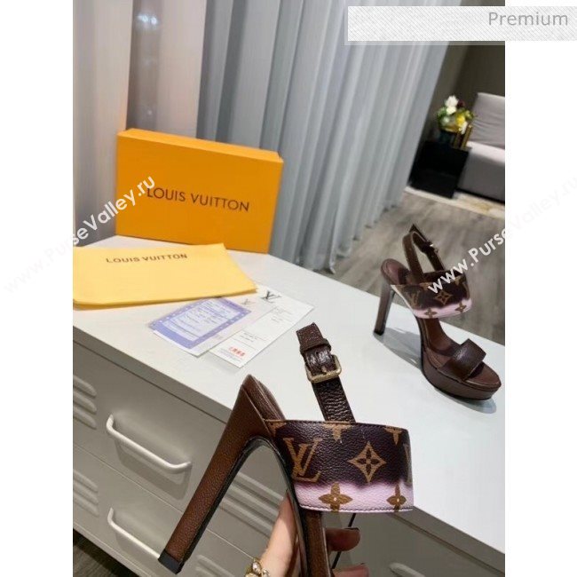 Louis Vuitton LV Escale Calfskin Platform Sandal With 10.5cm Heel Brown 2020 (MD-20052025)