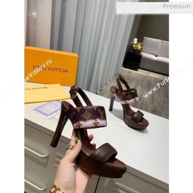 Louis Vuitton LV Escale Calfskin Platform Sandal With 10.5cm Heel Brown 2020 (MD-20052025)