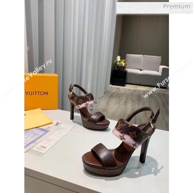 Louis Vuitton LV Escale Calfskin Platform Sandal With 10.5cm Heel Brown 2020 (MD-20052025)