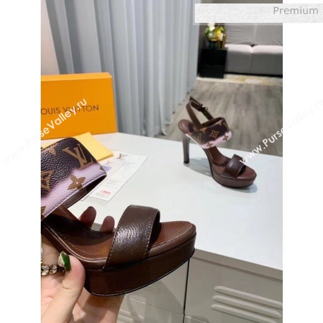 Louis Vuitton LV Escale Calfskin Platform Sandal With 10.5cm Heel Brown 2020 (MD-20052025)