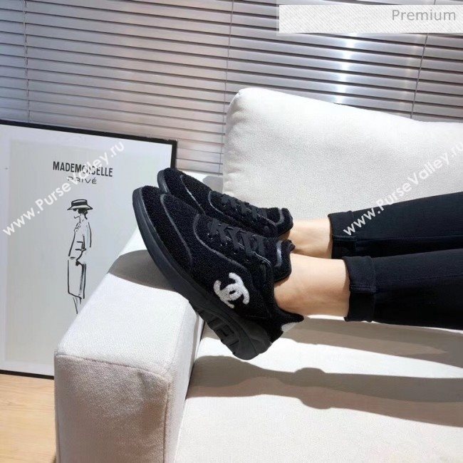 Chanel Terry-cloth & Goatskin Classic Sneaker Black 2020 (MD-20052049)