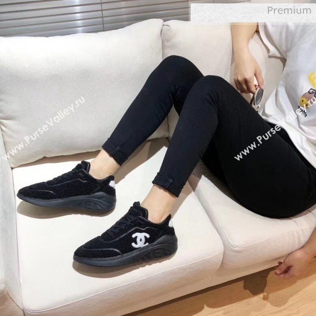 Chanel Terry-cloth & Goatskin Classic Sneaker Black 2020 (MD-20052049)