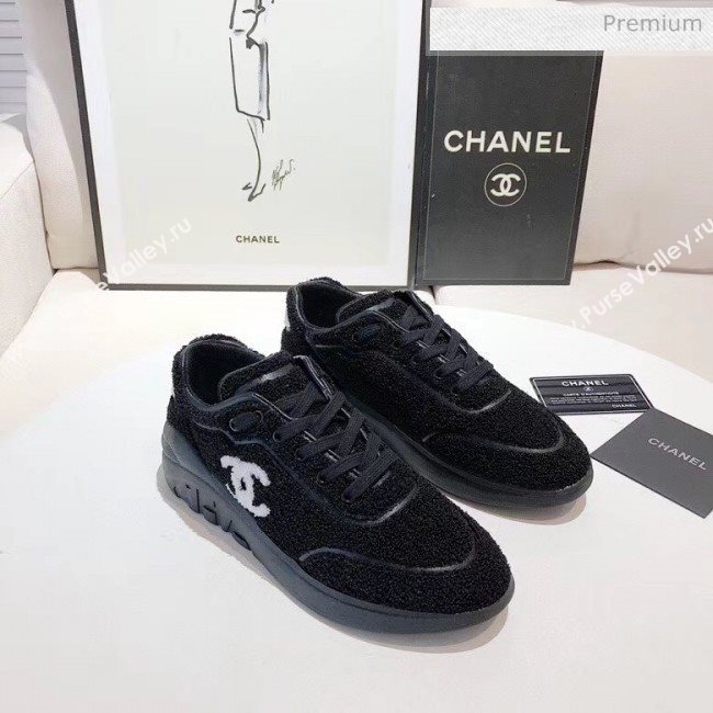 Chanel Terry-cloth & Goatskin Classic Sneaker Black 2020 (MD-20052049)