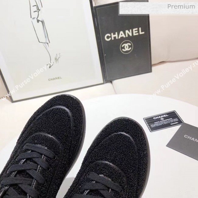 Chanel Terry-cloth & Goatskin Classic Sneaker Black 2020 (MD-20052049)
