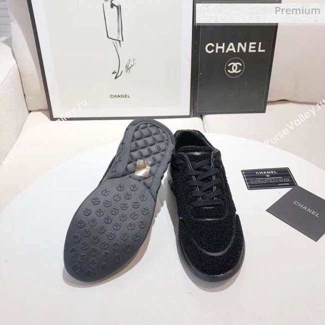 Chanel Terry-cloth & Goatskin Classic Sneaker Black 2020 (MD-20052049)