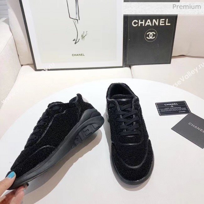 Chanel Terry-cloth & Goatskin Classic Sneaker Black 2020 (MD-20052049)