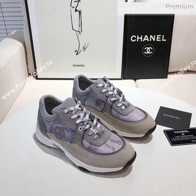 Chanel Calfskin Suede & Fabric Classic Sneaker Grey 2020(For Women and Men) (MD-20052059)