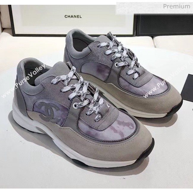 Chanel Calfskin Suede & Fabric Classic Sneaker Grey 2020(For Women and Men) (MD-20052059)