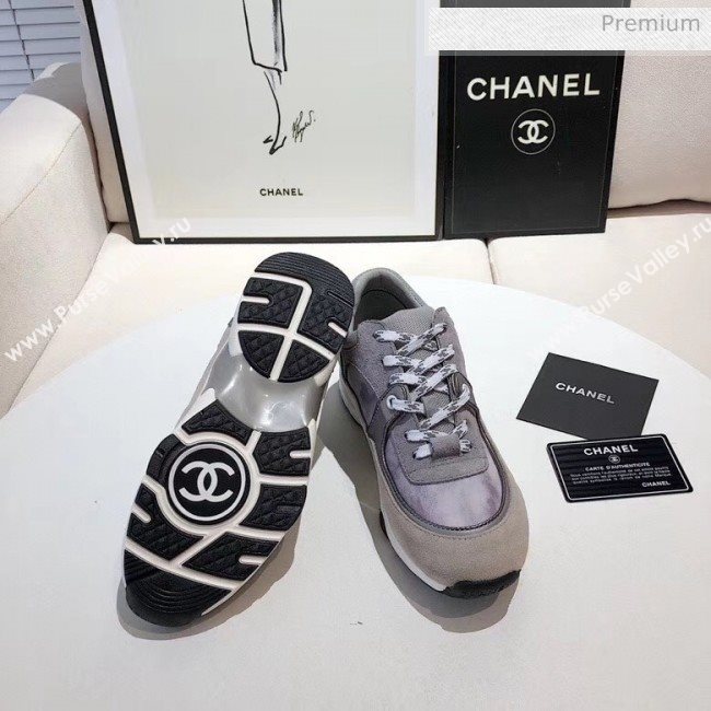 Chanel Calfskin Suede & Fabric Classic Sneaker Grey 2020(For Women and Men) (MD-20052059)