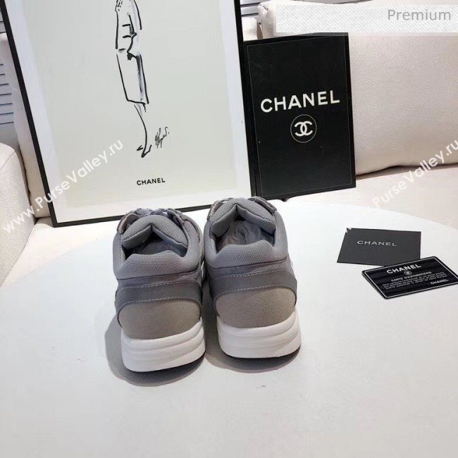 Chanel Calfskin Suede & Fabric Classic Sneaker Grey 2020(For Women and Men) (MD-20052059)