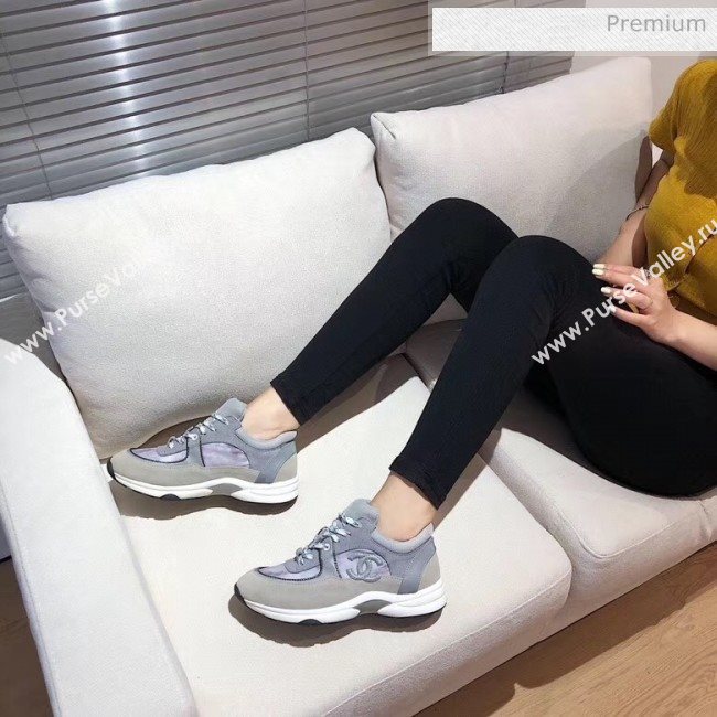Chanel Calfskin Suede & Fabric Classic Sneaker Grey 2020(For Women and Men) (MD-20052059)