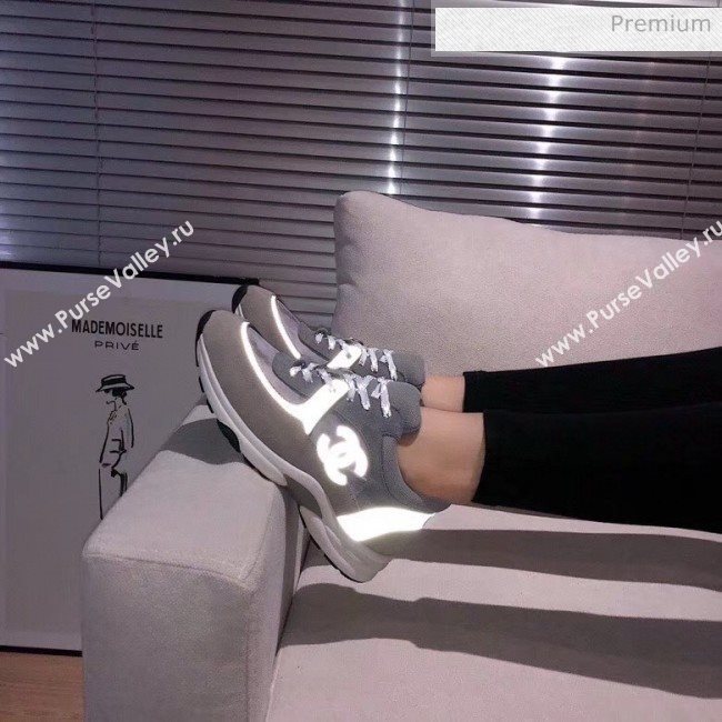 Chanel Calfskin Suede & Fabric Classic Sneaker Grey 2020(For Women and Men) (MD-20052059)