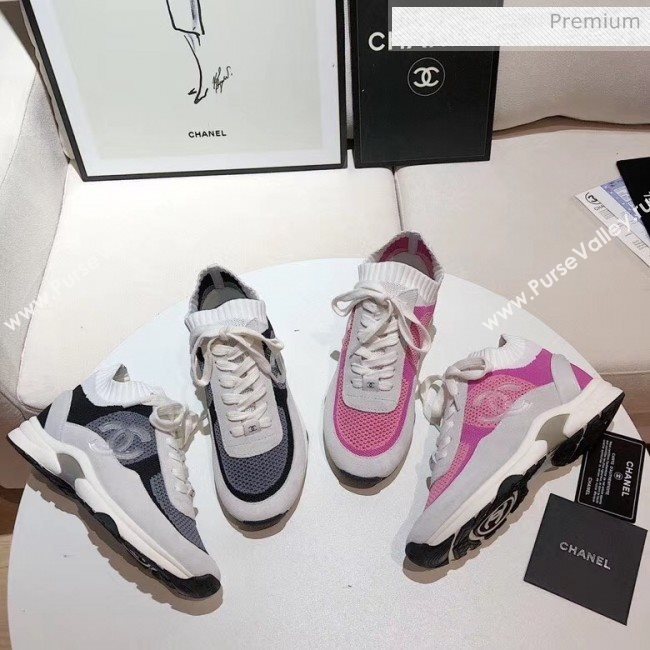 Chanel Calfskin Fabric & Suede Sneaker G36258 White/Black/Grey 2020 (MD-20052104)