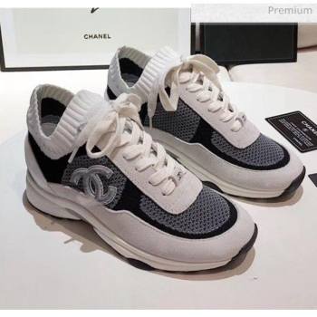 Chanel Calfskin Fabric & Suede Sneaker G36258 White/Black/Grey 2020 (MD-20052104)