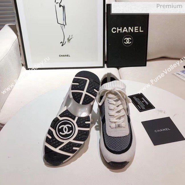 Chanel Calfskin Fabric & Suede Sneaker G36258 White/Black/Grey 2020 (MD-20052104)