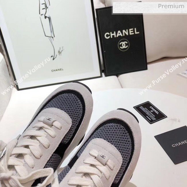 Chanel Calfskin Fabric & Suede Sneaker G36258 White/Black/Grey 2020 (MD-20052104)