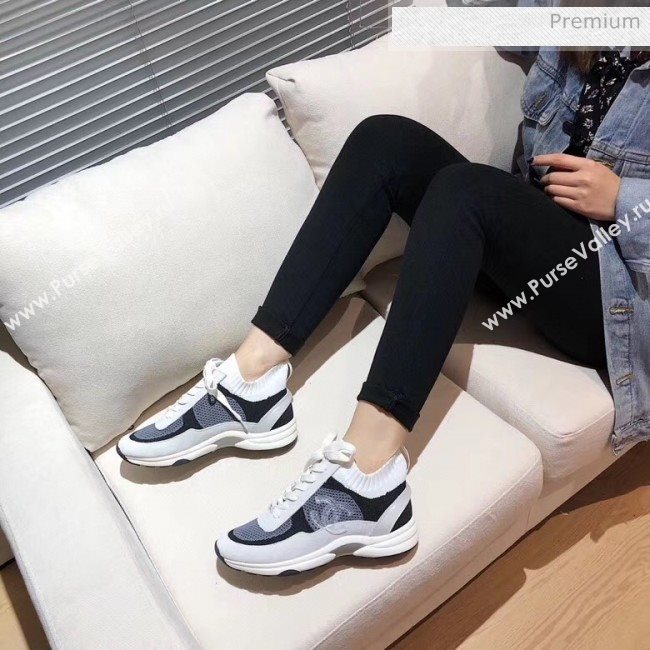 Chanel Calfskin Fabric & Suede Sneaker G36258 White/Black/Grey 2020 (MD-20052104)