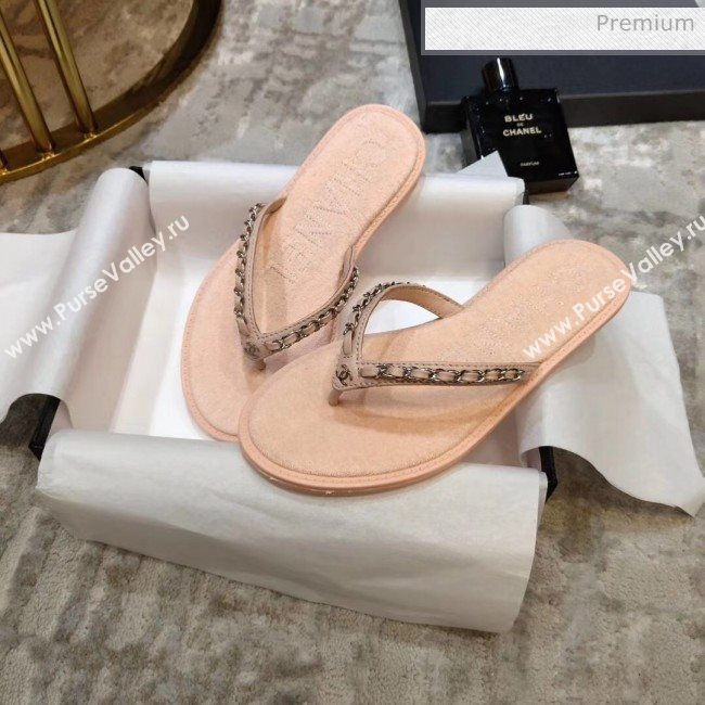 Chanel Denim Chain Flip Flops Sandals Pink 2020 (DLY-20052118)